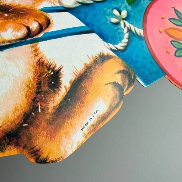 Vintage Easter Bunny Chick Egg Basket Die Cut USA Made Holiday Wall Ephemera - Picture 11 of 15